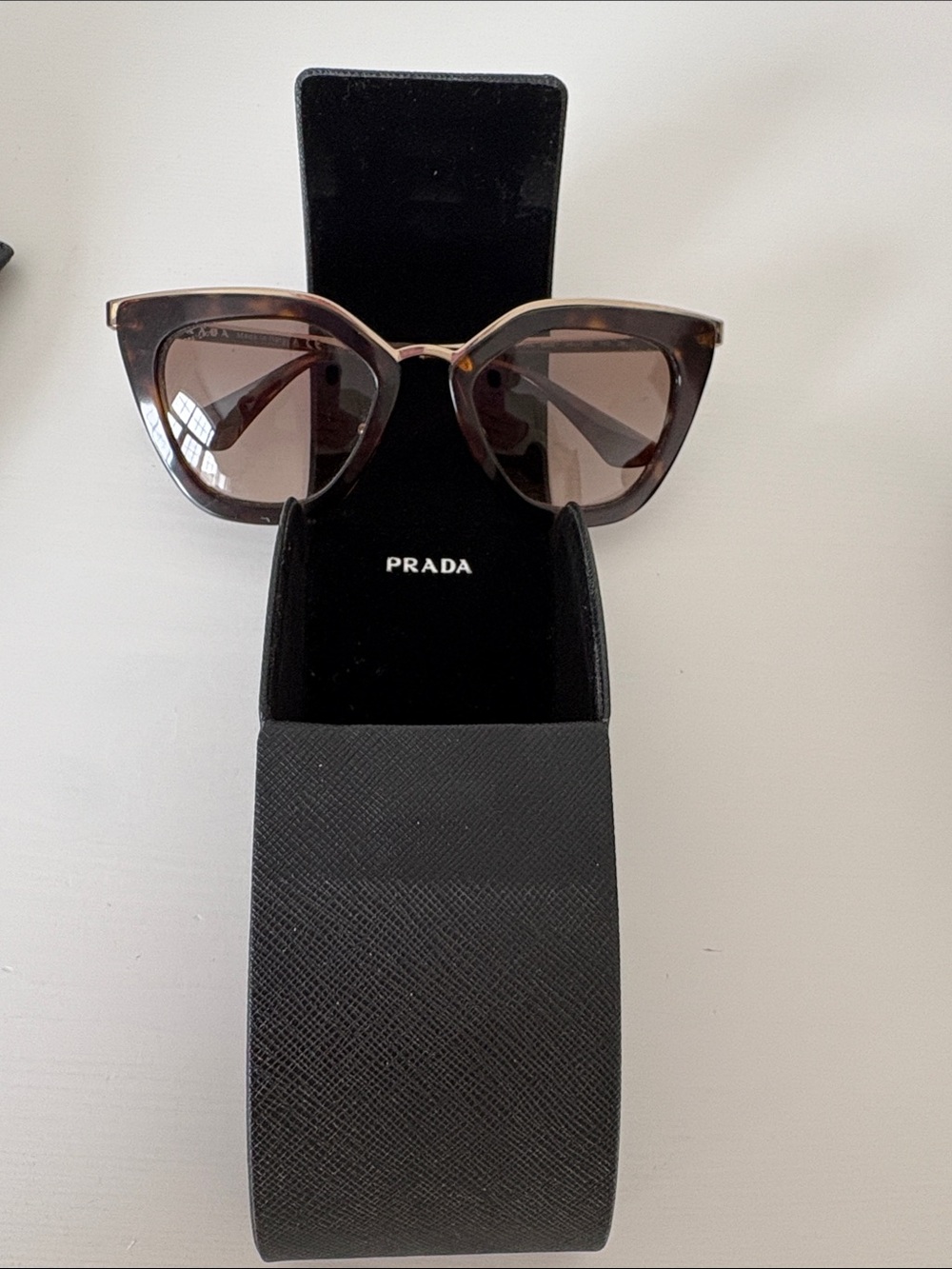 Prada Tortoiseshell Cat-Eye Sunglasses with Brown Lenses
